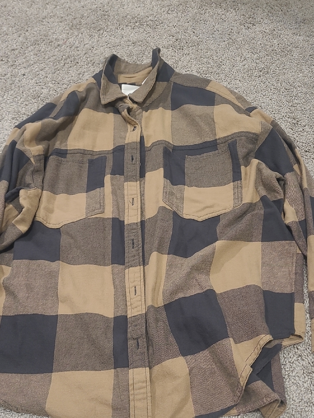 aerie Men's Buffalo Plaid Button-Down Shirt in Tan and Black